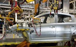 Car on assembly line Car on assembly line