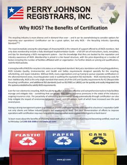 Why RIOS? The Benefits of Certification Why RIOS? The Benefits of Certification