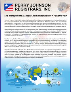 EHS Management & Supply Chain Responsibility: A Powerful Pair EHS Management & Supply Chain Responsibility: A Powerful Pair