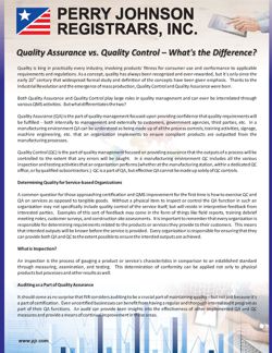 Quality Assurance vs. Quality Control – What's the Difference? Quality Assurance vs. Quality Control – What's the Difference?
