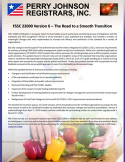 FSSC 22000 Version 6 – The Road to a Smooth Transition FSSC 22000 Version 6 – The Road to a Smooth Transition