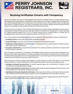 Resolving Certification Concerns with Transparency Resolving Certification Concerns with Transparency