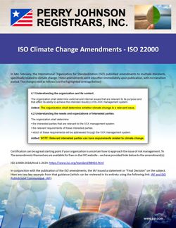 ISO Climate Change Amendments - ISO 22000 ISO Climate Change Amendments - ISO 22000
